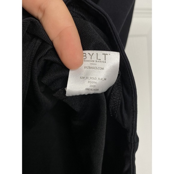 BYLT Mens Lux Zip Short Sleeve Polo Black Medium - Picture 6 of 7